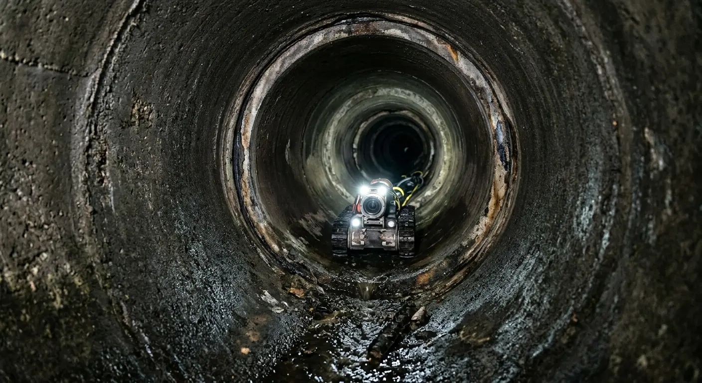 Robotic sewer camera inspecting pipe interior for Sewer Line Repair in Pocono